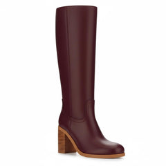 Tuhoomall Comfortable Fashion Ankle Boots for Casual, Office, and Daily Wear - Chunky Heel, Square Toe, Solid Color, All-Leather, Perfect for All Seasons