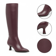 Tuhoomall Fashion Women's Mid-Heel Fashion Boots, Comfortable Pointed Toe Zipper Booties for Professional and Casual Wear, Classic Solid Color Design