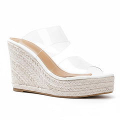 Tuhoomall Womens Wedge Sandals Summer Casual Slip-On Non-Slip Espadrille Style 12cm Platform