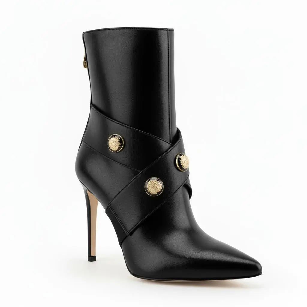 Tuhoomall Western Cowboy Ankle Boots, Pointed Toe, Zipper Closure, Stylish High Heels for Weddings, Business Events, and Formal Occasions Tuhoomall