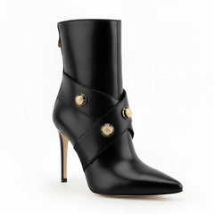 Tuhoomall Western Cowboy Ankle Boots, Pointed Toe, Zipper Closure, Stylish High Heels for Weddings, Business Events, and Formal Occasions Tuhoomall