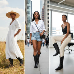 Tuhoomall Western Style Women's Mid-Calf Boots, Comfortable Low Heel, Elegant Embroidery for Parties and Casual Wear