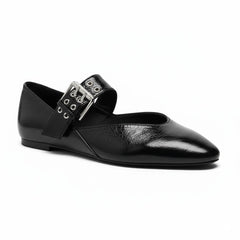 Tuhoomall Comfortable Flat Shoes with Adjustable Buckle, Casual Office Wear, Stylish Solid Color for Spring Summer Tuhoomall