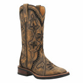 Tuhoomall Retro Western Style Mid-Calf Boots with Floral Embroidery and Sturdy Low Heel for Fashionable Casualwear Tuhoomall