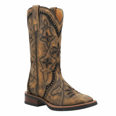 Tuhoomall Retro Western Style Mid-Calf Boots with Floral Embroidery and Sturdy Low Heel for Fashionable Casualwear
