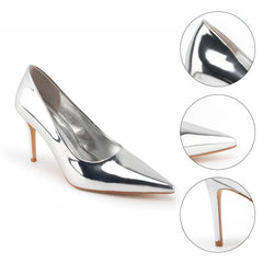 Tuhoomall Stylish High Heels for Parties and Dances, Gradient Design, Pointed Toe, 8cm Stiletto Heels, Slip-On, Rubber Sole, Synthetic Leather Lining