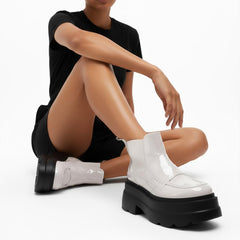 Tuhoomall Fashionable Women's Loafers Ankle Boots With 6cm Thick Sole For Everyday Use Stylish Waterproof Design In Solid Color