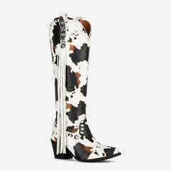 Tuhoomall Western Ankle Boots for Women, Stylish Casual Woven Design, Round Toe, Chunky Heel, Zip Closure, Versatile for All Seasons