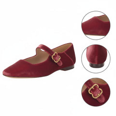 Tuhoomall Comfortable Flat Shoes For Women, Classic Office Style, Adjustable Buckle, Solid Color Design, Perfect For Spring And Summer