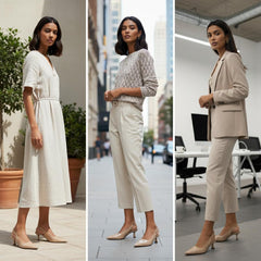 Tuhoomall Comfortable Kitten Heel Slip-On Shoes, Metallic Finish, Fashionable for Work and Travel, Made with Genuine Leather, Perfect for Spring and Summer