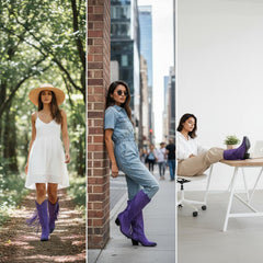 Tuhoomall Western Style Mid-Calf Boots with Tassels, Casual Fashion Footwear, Chunky Heel, Faux Suede, Zipper Closure, All-Season Design