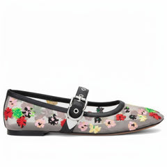 Tuhoomall Ballet Flats Women’s Dress Shoes with Adjustable Buckle, Embroidered Design for Performances and Parties, Low Heel, Comfortable and Stylish