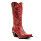 Tuhoomall Retro Embroidered Slip-On Mid Calf Chunky Heel Boots for Party Performance Tuhoomall