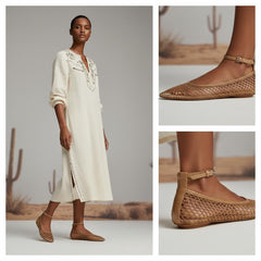 Tuhoomall Woven Flat Sandals for Women - Stylish Pointed Toe Design with Adjustable Buckle for Parties and Performances