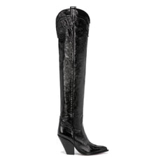 Tuhoomall Comfortable Embroidered Over-the-Knee Boots with Chunky 8cm Heels - Stylish for Fashion, Travel, and Performing Tuhoomall
