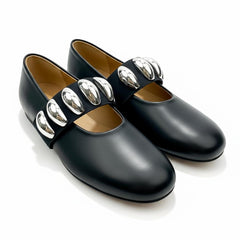 Tuhoomall Ballet Flats for Women, Round Toe, Adjustable Buckle, Casual Style, All-Day Comfort, Non-Slip Rubber Sole, Perfect for Parties and Performances