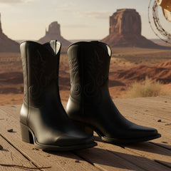 Tuhoomall Western Embroidered Ankle Boots For Women, Trendy Zipper Closure, Stylish Cow Print, High Ankle Support, Perfect For Travel And Outdoor Activities Tuhoomall