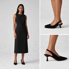 Tuhoomall Comfortable Kitten Heel Slip-On Shoes, Metallic Finish, Fashionable for Work and Travel, Made with Genuine Leather, Perfect for Spring and Summer