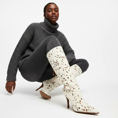 Tuhoomall Fashion Knee-High Boots for Women, Stylish Casual Wear with Chunky Heels and Zipper Detail, Versatile for Work and Everyday Use