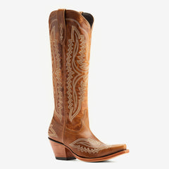 Tuhoomall Western Over-the-Knee Boots for Women, Floral Embroidered Chunky Heel, Comfortable Slip-On, Stylish for Travel and Outdoor Fashion