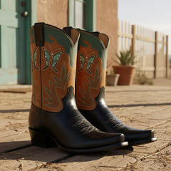 Tuhoomall Western Ankle Boots for Women, Comfortable High-Top Slip-On Booties with Floral Embroidery for Parties and Outdoor Wear