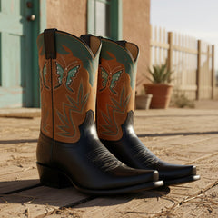 Tuhoomall Western Ankle Boots for Women, Comfortable High-Top Slip-On Booties with Floral Embroidery for Parties and Outdoor Wear Tuhoomall