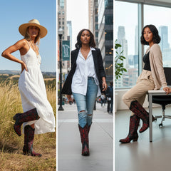 Tuhoomall Cowboy Boots for Women Western Square Toe Mid Calf White Cowgirl Boots Rhinestone Chunky Wedding