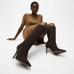 Tuhoomall Fashion Knee-High Boots for Women, Stylish Casual Wear with Chunky Heels and Zipper Detail, Versatile for Work and Everyday Use