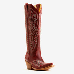 Tuhoomall Western Over-the-Knee Boots for Women, Floral Embroidered Chunky Heel, Comfortable Slip-On, Stylish for Travel and Outdoor Fashion