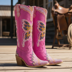 Tuhoomall Comfortable Rhinestone Knee-High Western Boots for Parties, Performances and Everyday Fashion