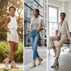 Tuhoomall Fashion Ankle Boots for Women, Comfort Short Booties with Chunky Heels, Casual Office Wear, Adjustable Metal Buckle, Rubber Sole, All-Season Style