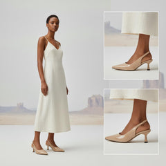 Tuhoomall Comfortable Kitten Heel Slip-On Shoes, Metallic Finish, Fashionable for Work and Travel, Made with Genuine Leather, Perfect for Spring and Summer