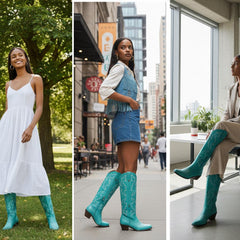 Tuhoomall Western Knee-High Boots with Elegant Embroidery, Stylish Mid Heel for Casual and Office Wear, Durable Faux Suede Leather, All-Season Fashion