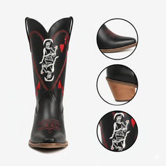 Tuhoomall Western Style Women's Cowboy Boots, Embroidered Ankle Booties for Travel, Outdoor Fashion, Parties, and Casual Wear