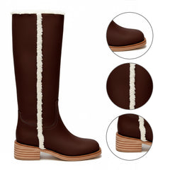 Tuhoomall Women's Boots, Comfortable Slip-On, Round Toe, Casual & Formal Wear, Versatile Fashion Footwear for Spring, Autumn & Winter