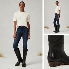 Tuhoomall Western Snip Toe Ankle Boots for Women, Classic All-Season Chunky Heel Rubber Sole, Easy Slip-On Design, Perfect for Casual and Office Wear