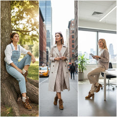 Tuhoomall Fashion Casual Ankle Boots for Women, Classic Street Style, Round Toe, Mid Heel, Lace-Up, Solid Color, Perfect for Winter Wear