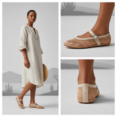 Tuhoomall Ballet Flats For Women, Adjustable Buckle, Elegant Pointed Toe, Comfortable Rubber Sole, Perfect For Parties And Performances