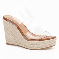 Tuhoomall Womens Wedge Sandals Summer Casual Slip-On Non-Slip Espadrille Style 12cm Platform