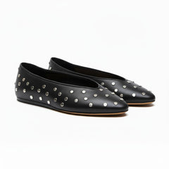 Tuhoomall Comfortable Almond Toe Flats with Studs for Fashion, Office, and Casual Outings - Durable Leather Upper and Easy Slip-On Design Tuhoomall