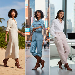 Tuhoomall Comfortable Mid Calf Boots for Travel, Weddings and Daily Fashion - 8cm Stiletto Heel, Slip-On Design in Solid Color