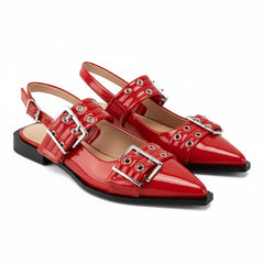 Tuhoomall Comfortable Low Heel Platform Shoes with Adjustable Metal Buckle for Casual and Office Use, Ideal for All-Season Wear