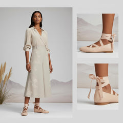 Tuhoomall Ballet Flat Shoes For Parties And Performances, Comfortable Round-Toe Design With Satin Finish And Cross Straps