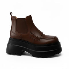 Tuhoomall Fashionable Women's Loafers Ankle Boots With 6cm Thick Sole For Everyday Use Stylish Waterproof Design In Solid Color