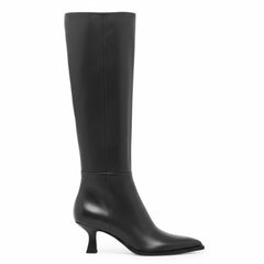 Tuhoomall Fashion Women's Mid-Heel Fashion Boots, Comfortable Pointed Toe Zipper Booties for Professional and Casual Wear, Classic Solid Color Design Tuhoomall