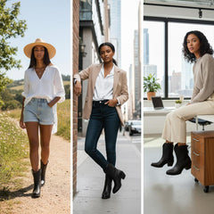 Tuhoomall Western Ankle Booties for Women, Slip-On Chunky Heels with Snip-Toe, Solid Color Design for Outdoor Fashion and Travel