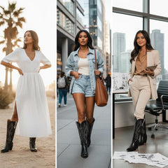 Tuhoomall Retro Studded Mid Calf Boots for Women, Pointed Toe Chunky Heel Slip-On Footwear, Stylish Casual Performance Design