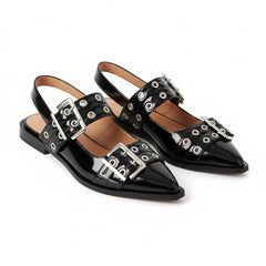 Tuhoomall Comfortable Low Heel Platform Shoes with Adjustable Metal Buckle for Casual and Office Use, Ideal for All-Season Wear