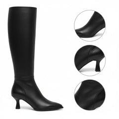 Tuhoomall Fashion Women's Mid-Heel Fashion Boots, Comfortable Pointed Toe Zipper Booties for Professional and Casual Wear, Classic Solid Color Design Tuhoomall