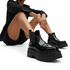 Tuhoomall Fashionable Women's Loafers Ankle Boots With 6cm Thick Sole For Everyday Use Stylish Waterproof Design In Solid Color